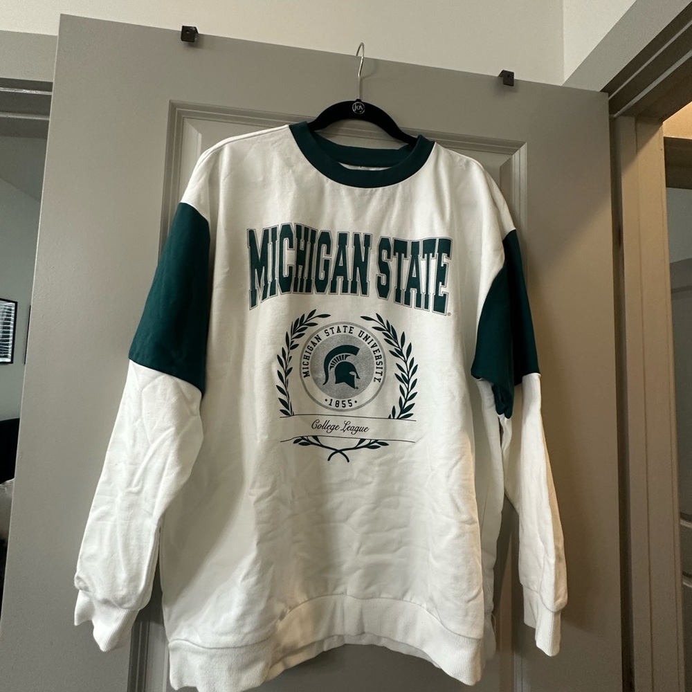 Michigan State White and Green Sweater